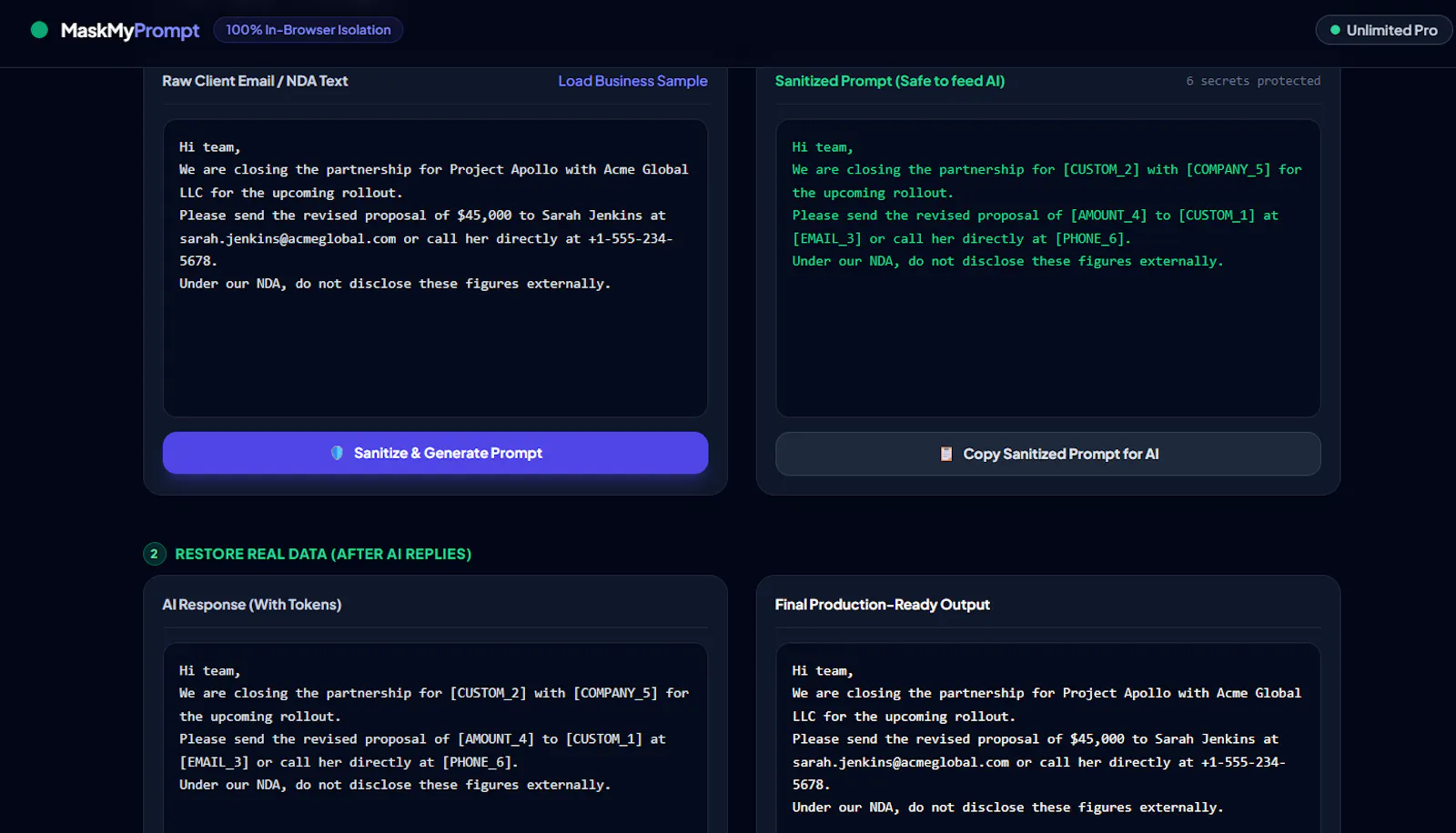 MaskMyPrompt screenshot 1