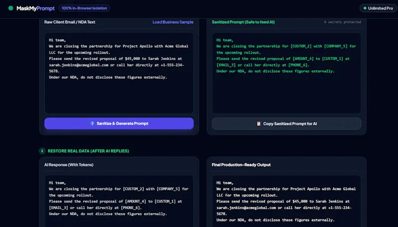 MaskMyPrompt screenshot 1