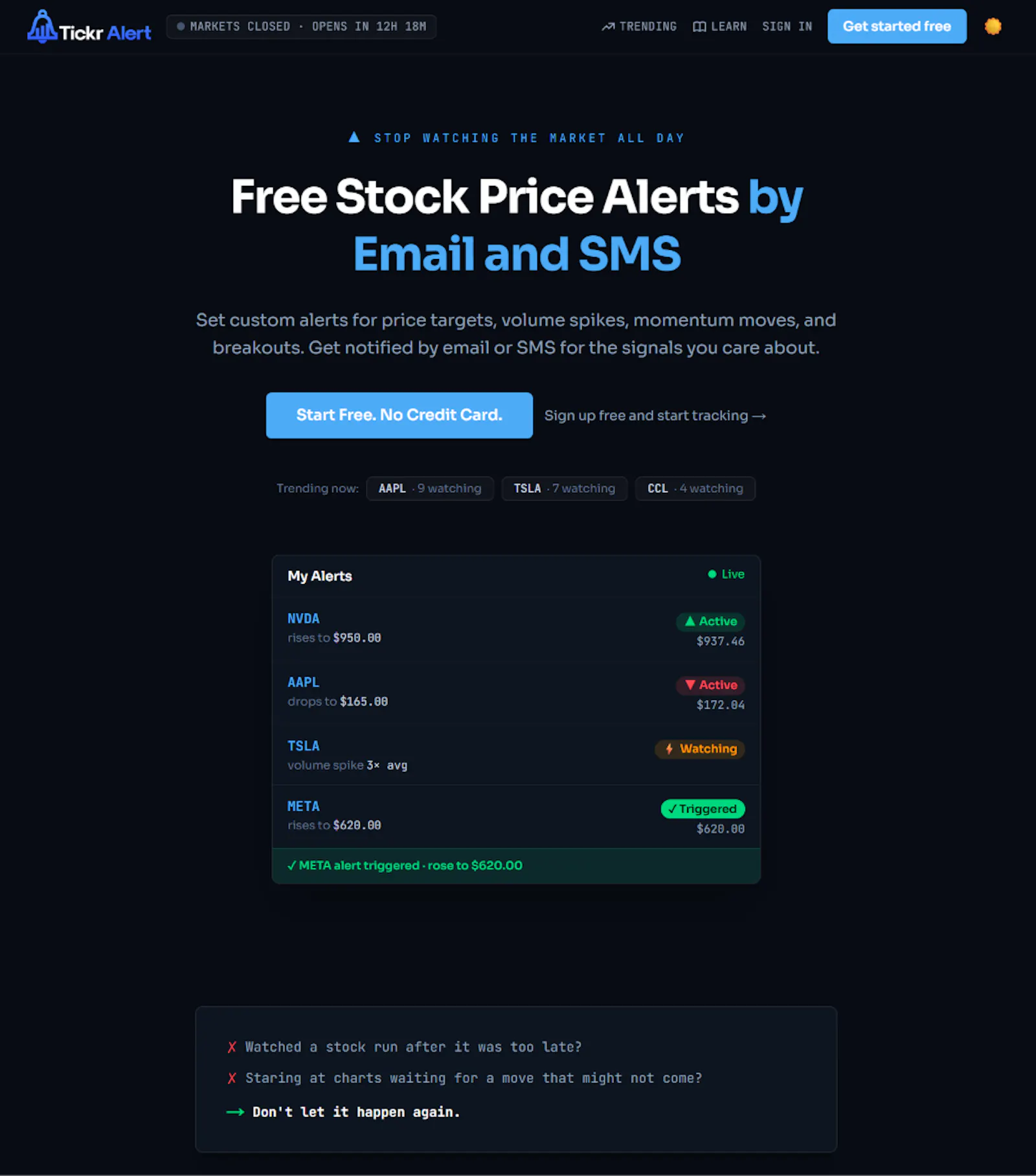 TickrAlert screenshot 1
