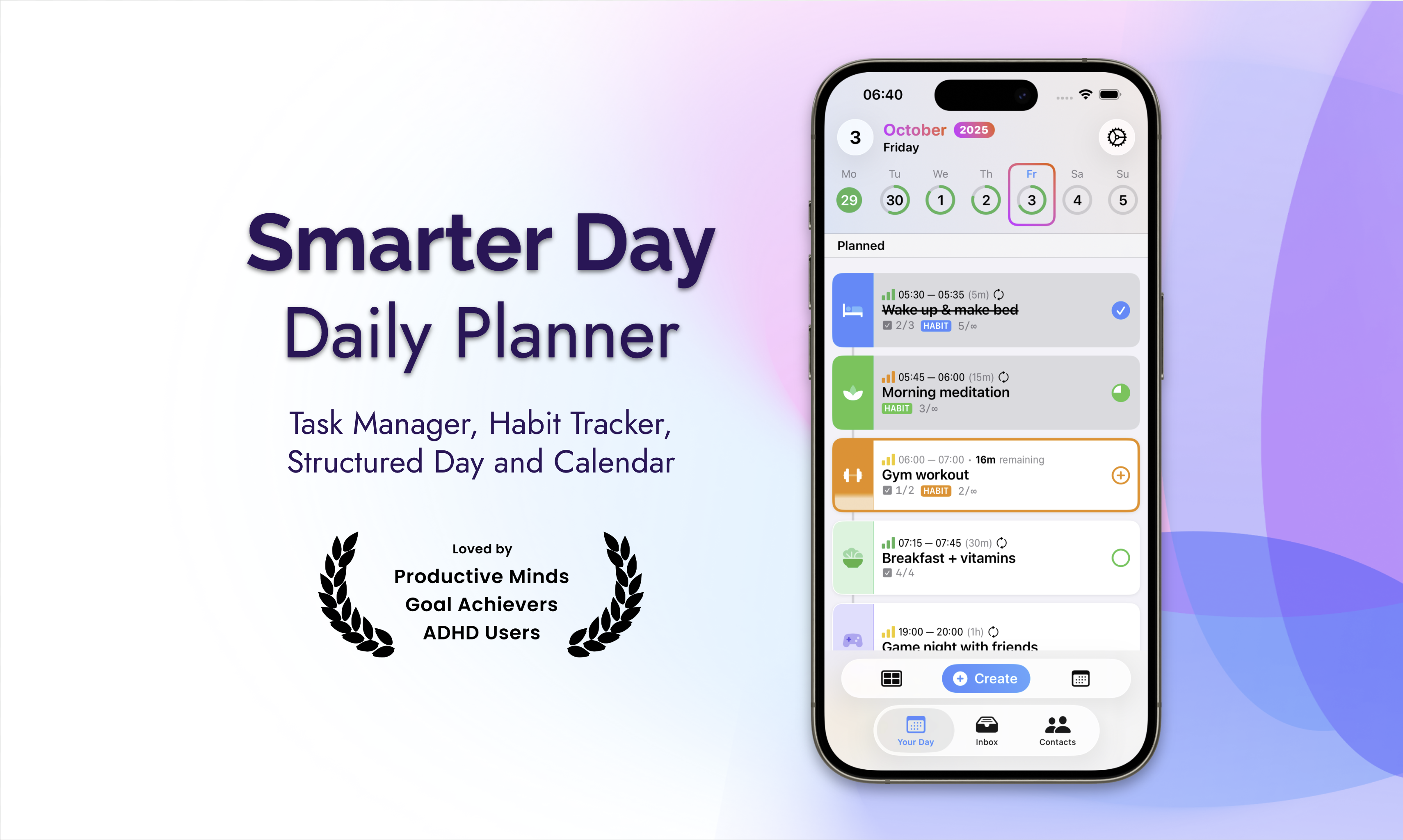 Smarter Day (iOS) - Main product screenshot demonstrating key features and user interface