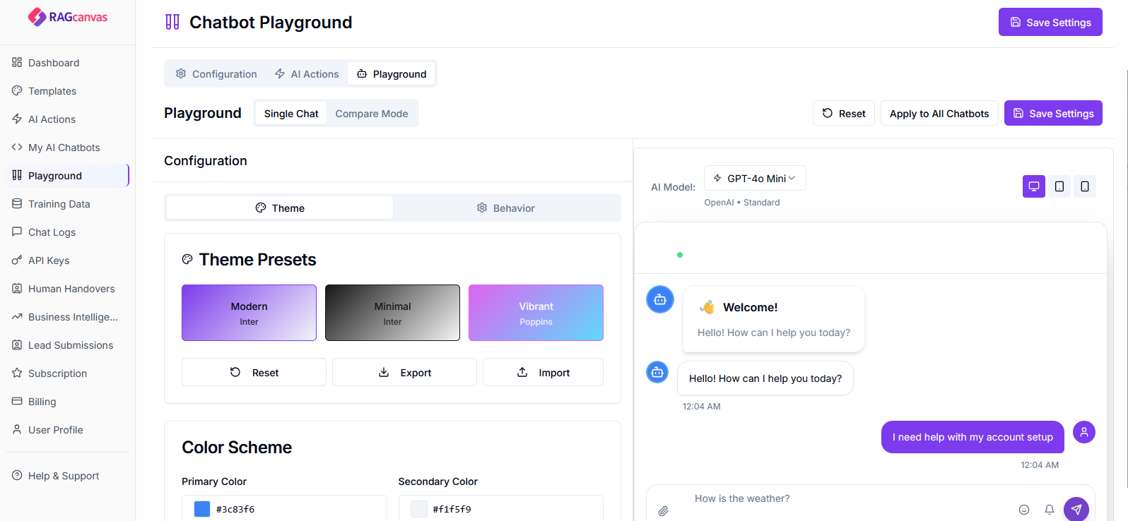 RAGcanvas Enterprise AI Chatbot Platform gallery image