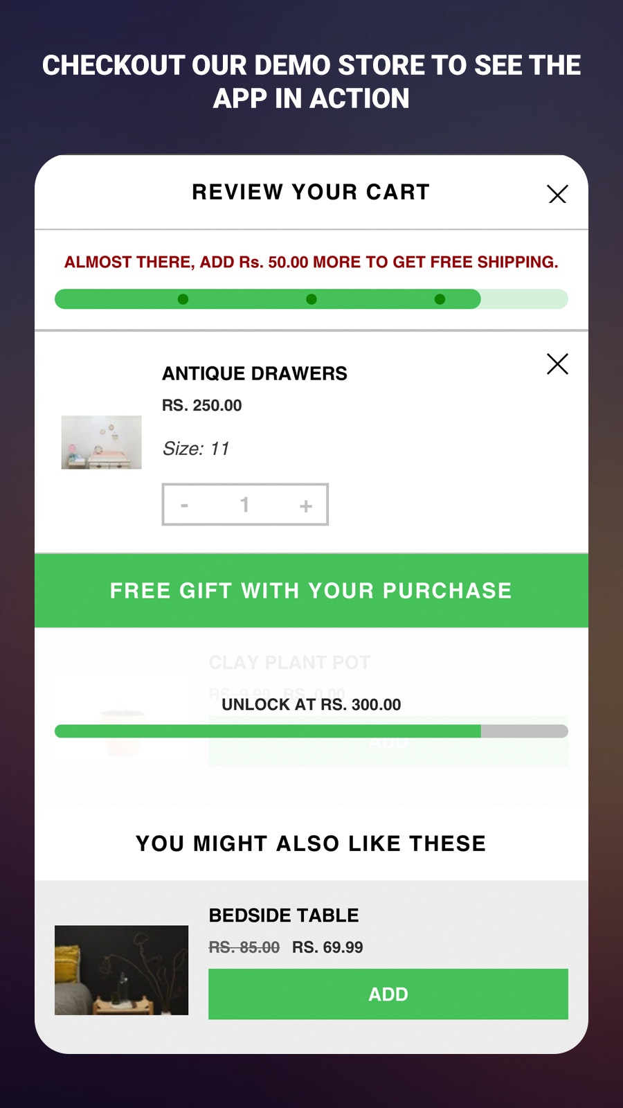 Upsell Cart Drawer (Shopify mini cart) gallery image