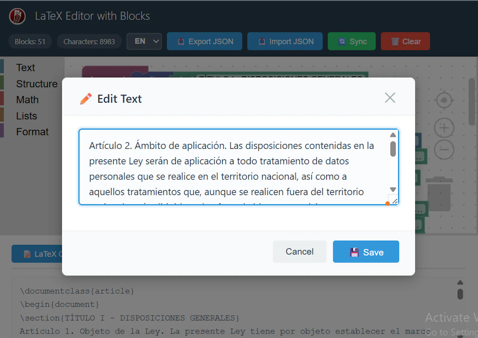 Latex Block Editor screenshot 1