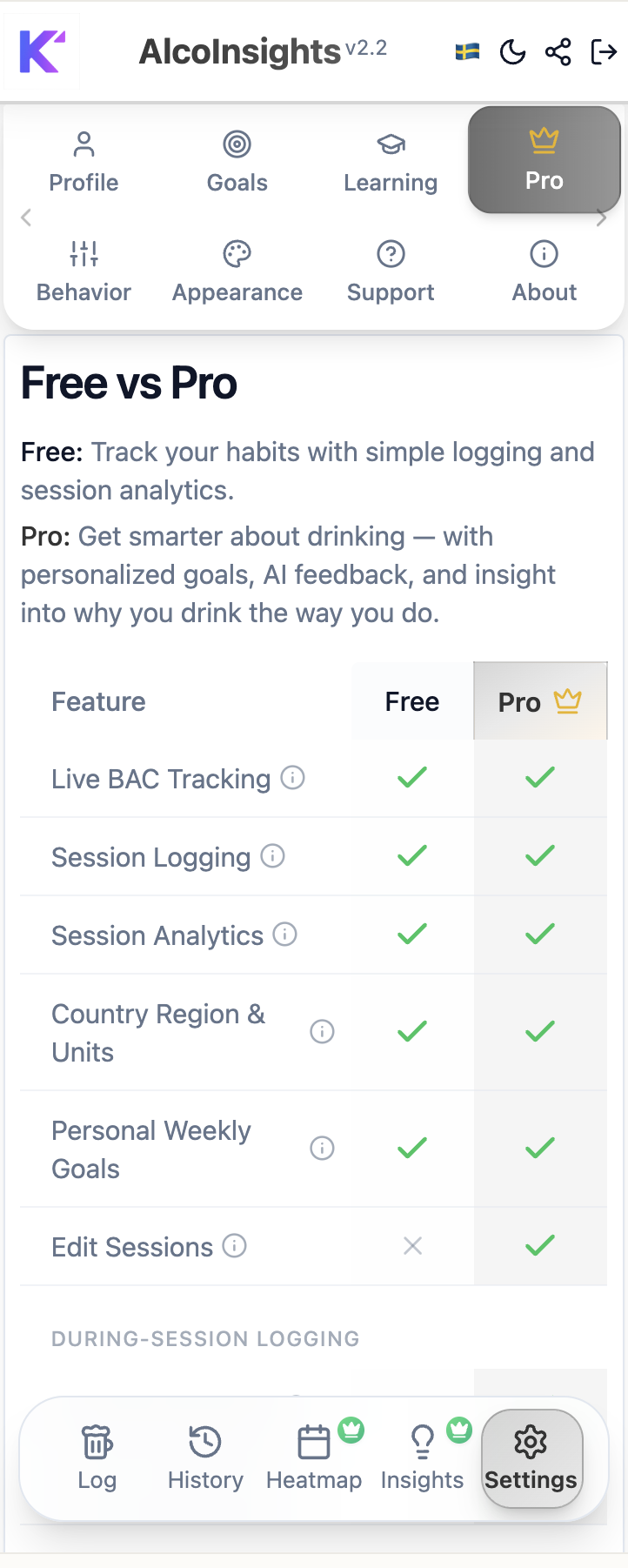 AlcoInsights - Screenshot 2 showing product features and functionality