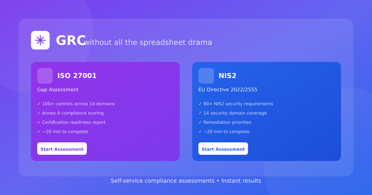 GRC wthout spreadsheet drama - Main product screenshot demonstrating key features and user interface