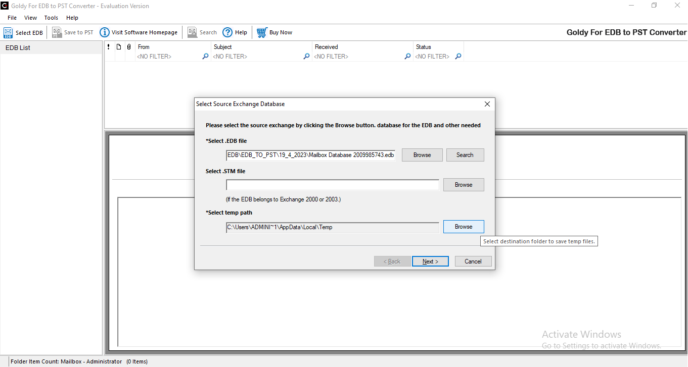 Goldytool EDB naar PST -converter - Softwareontwikkeling media 2