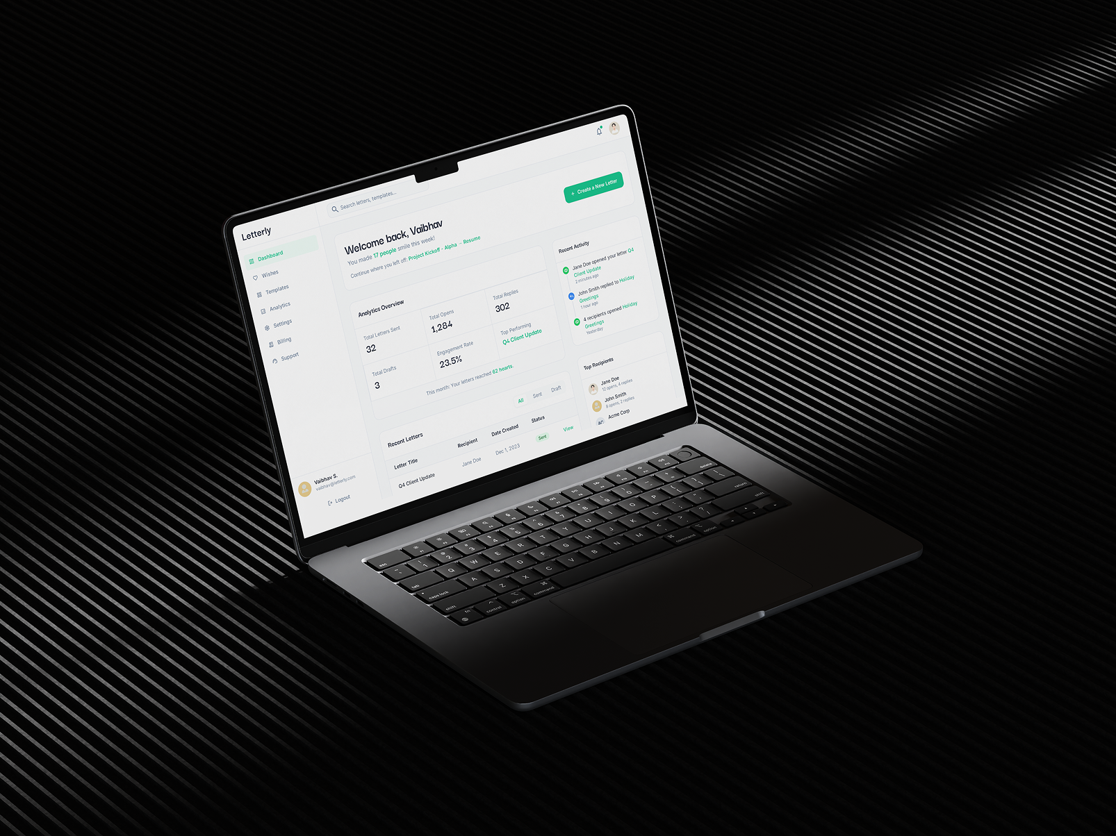 Letterly - Main screenshot showing features and interface