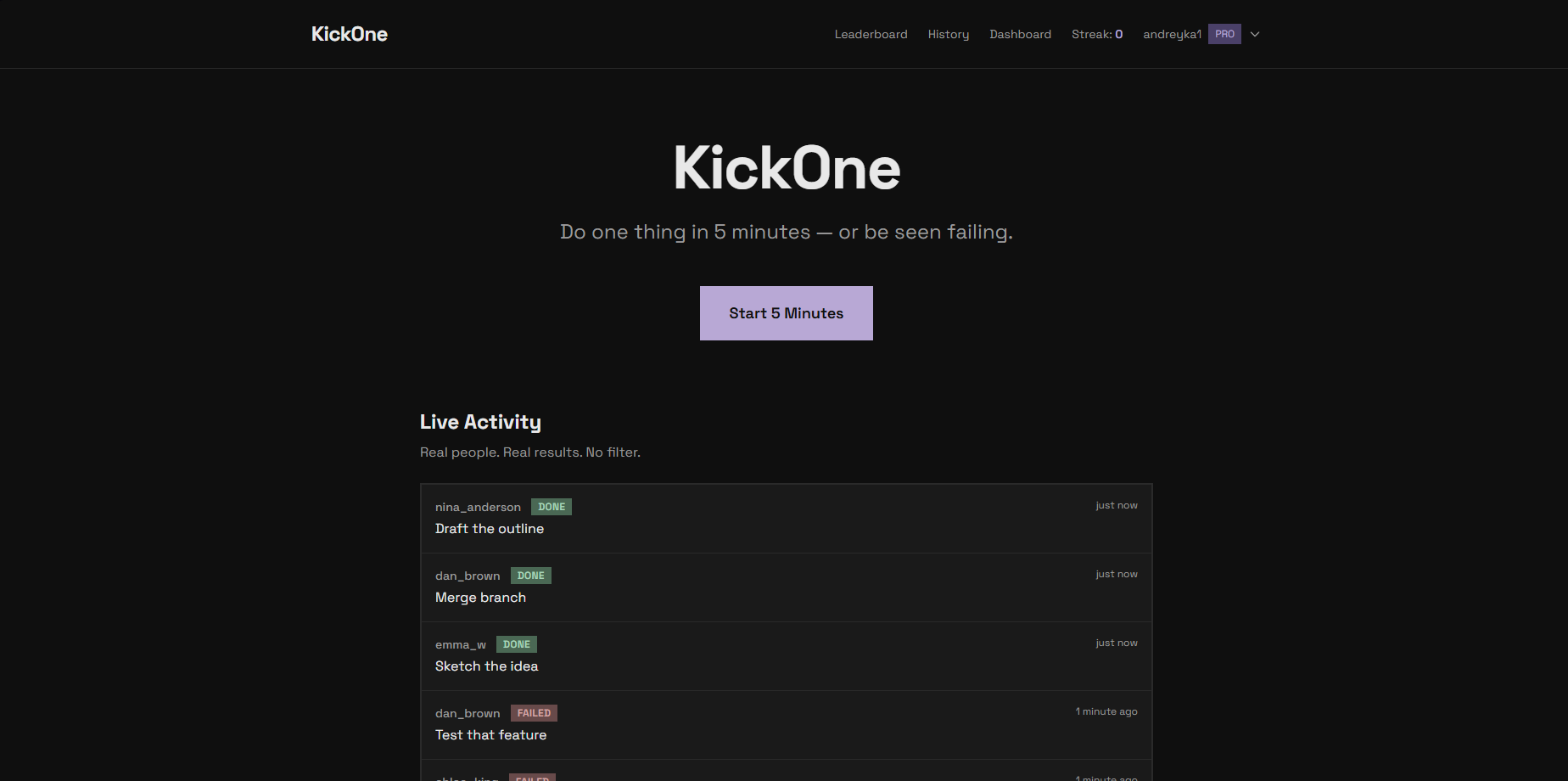 KickOne - Main product screenshot demonstrating key features and user interface