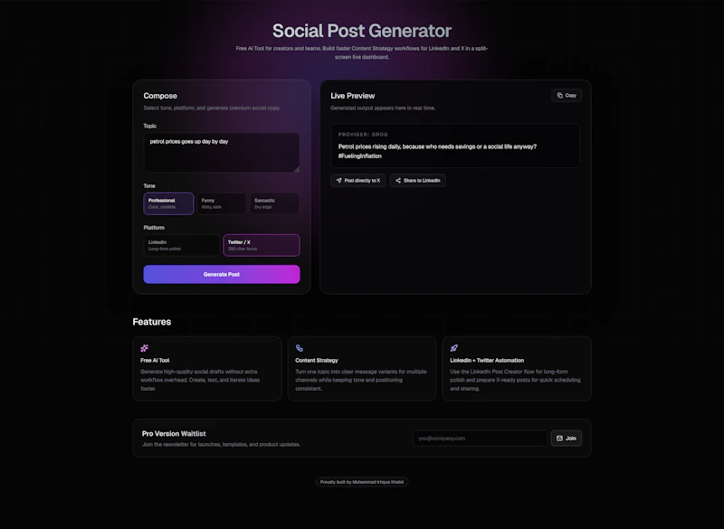AI Social Post Generator screenshot 2