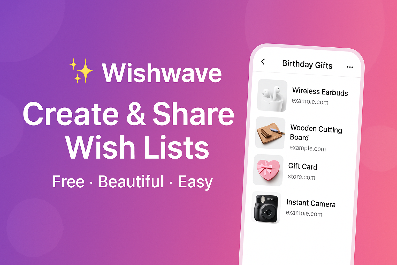 Wishwave - Main product screenshot demonstrating key features and user interface