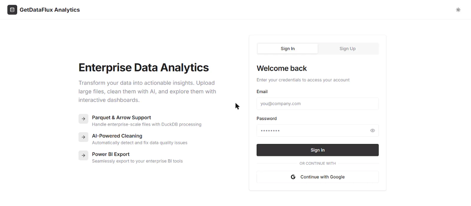GetDataFlux Analytics screenshot 2