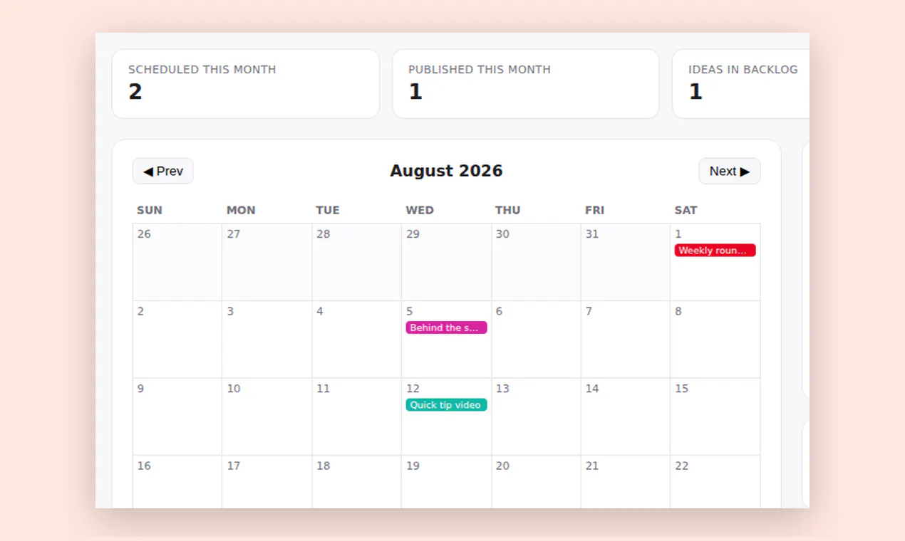 Social Media Planning Tracker screenshot 1