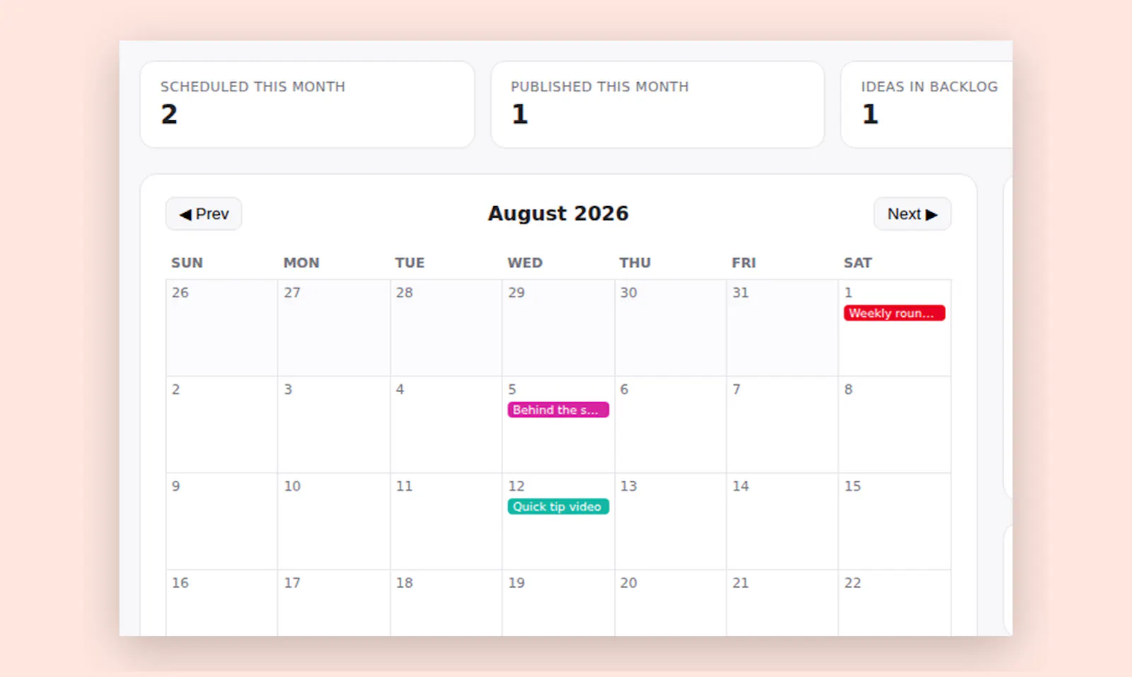 Social Media Planning Tracker screenshot 1