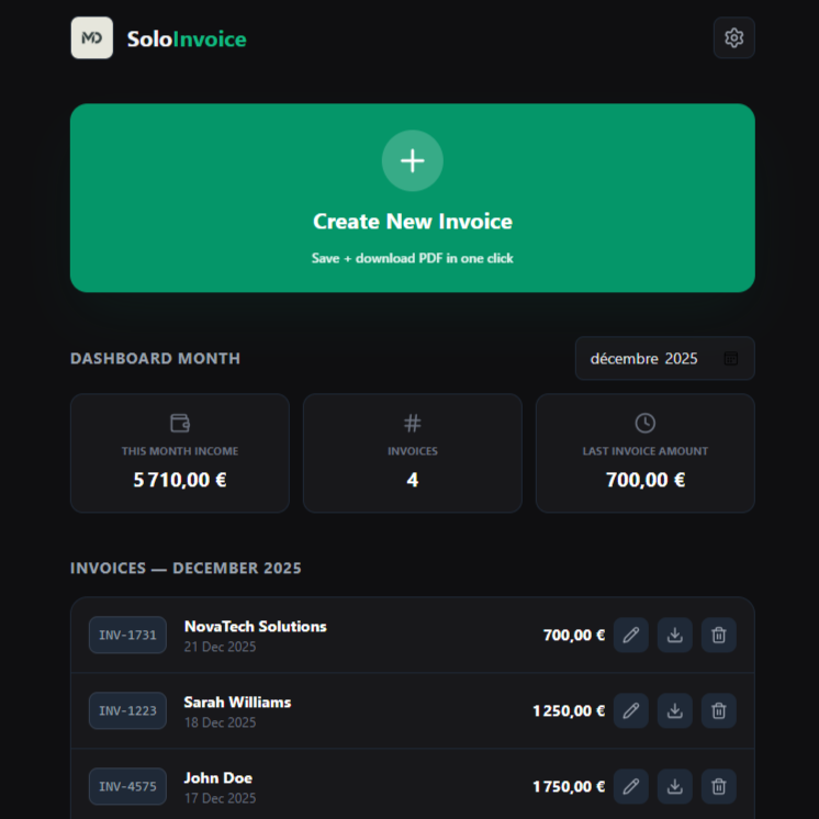 SoloInvoice - Product Hunt launch logo and brand identity