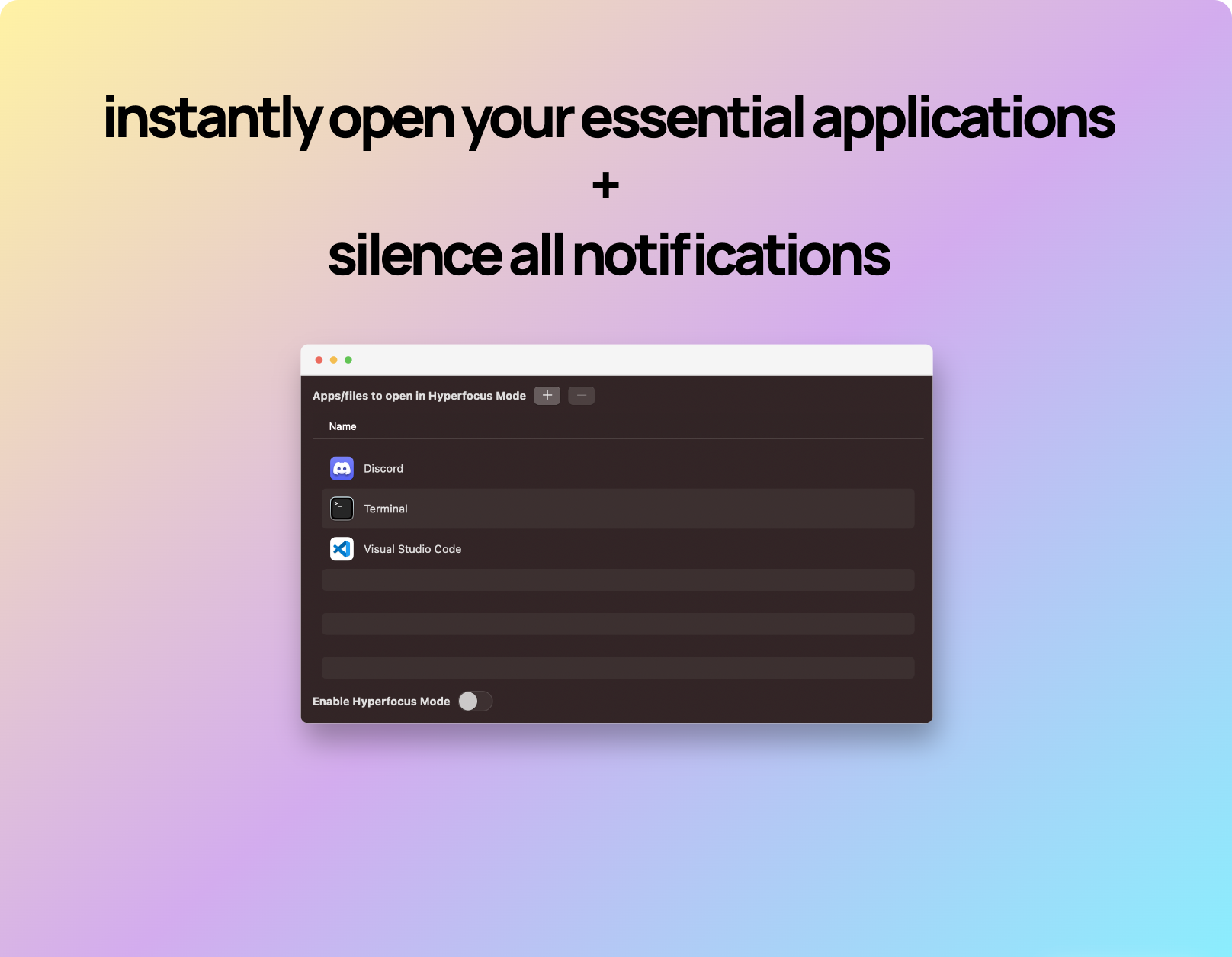 Mídia 3 de Hiperfocado - App Mac para sessões de trabalho profundas instantâneas com um único clique