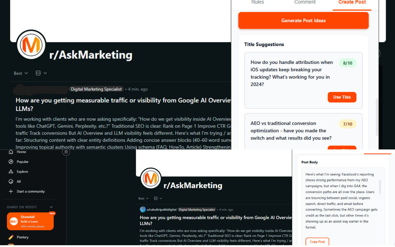 Reddit Engagement Assistant - Screenshot 2 showing product features and functionality