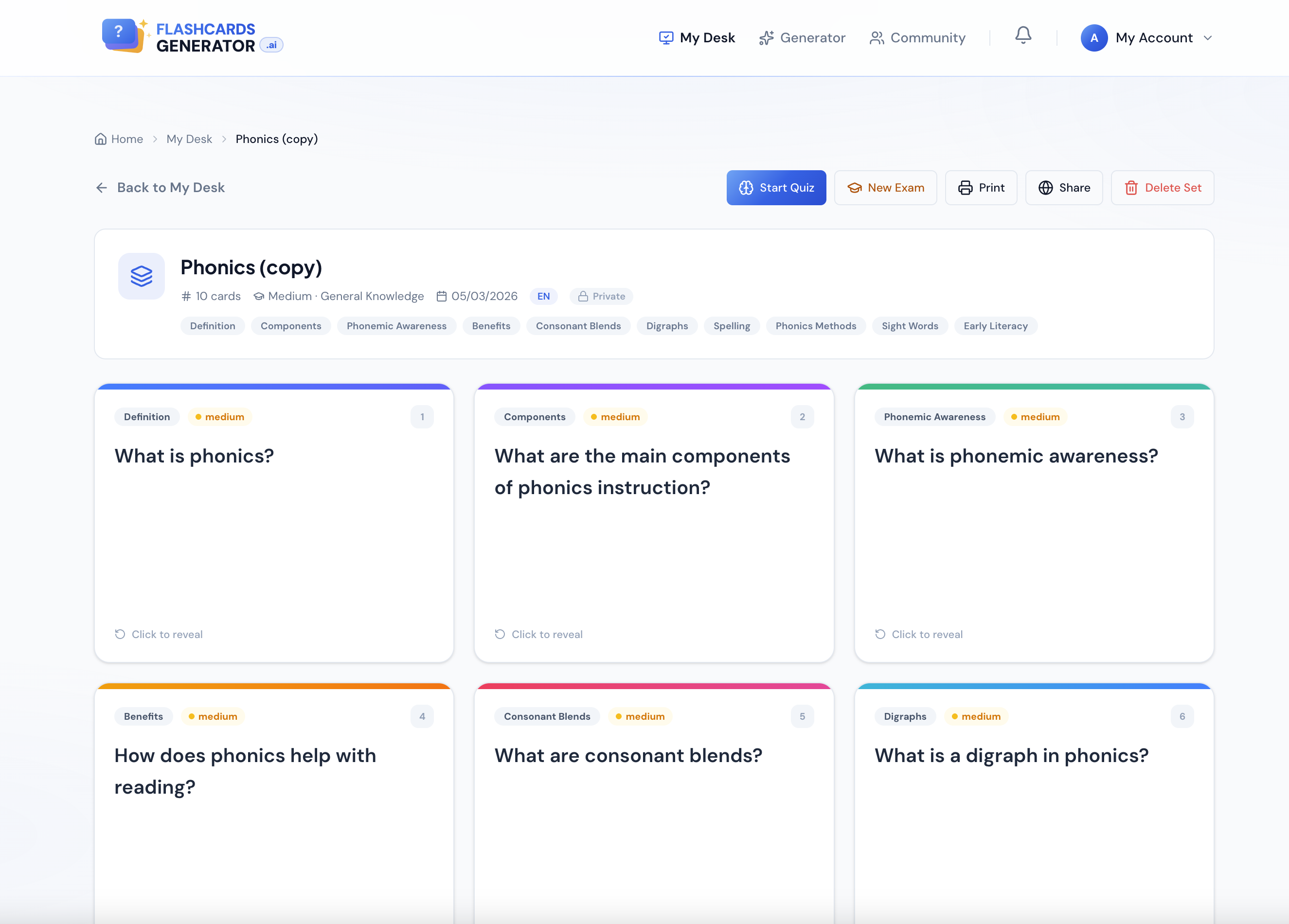 FlashCardsGenerator.ai - Screenshot 2 showing product features and functionality