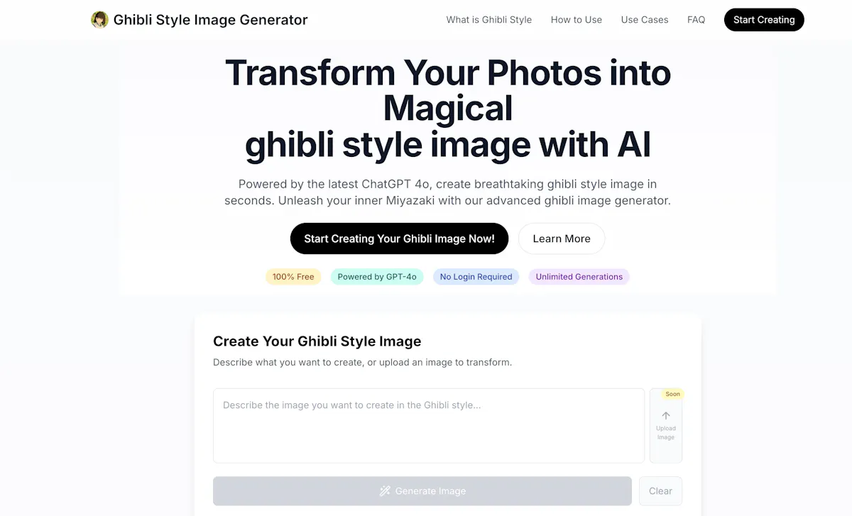 Ghibli Style Image Generator