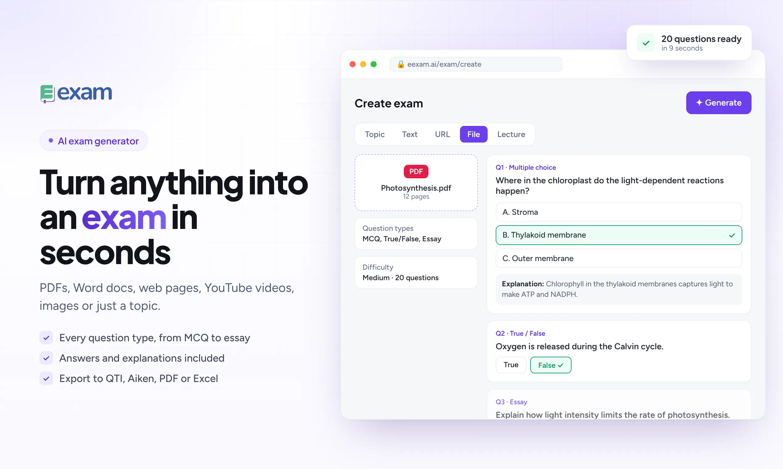 EExam: AI Quiz Generator gallery image