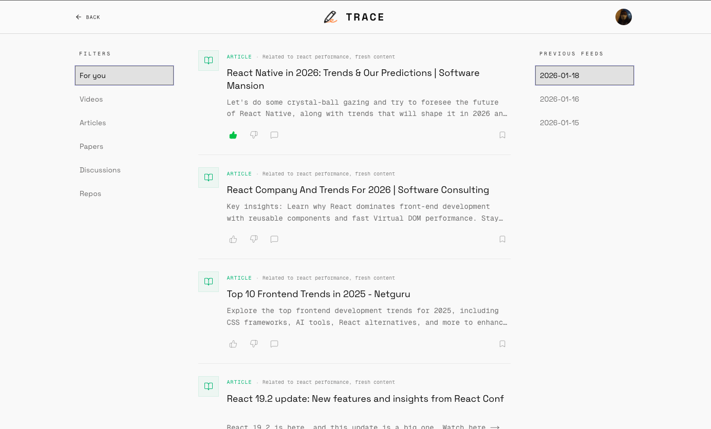 Trace - Screenshot 5 showing product features and functionality