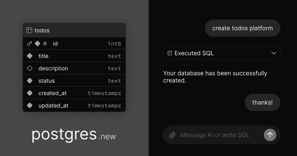 postgres.new - La sandbox Postgres in browser con assistenza all'intelligenza artificiale media 2