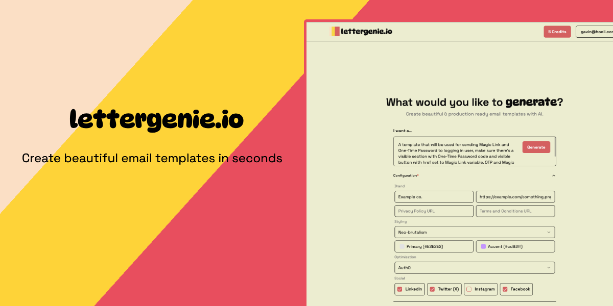 Lettergenie.io - ¡Genere plantillas de correo electrónico en segundos! media 1