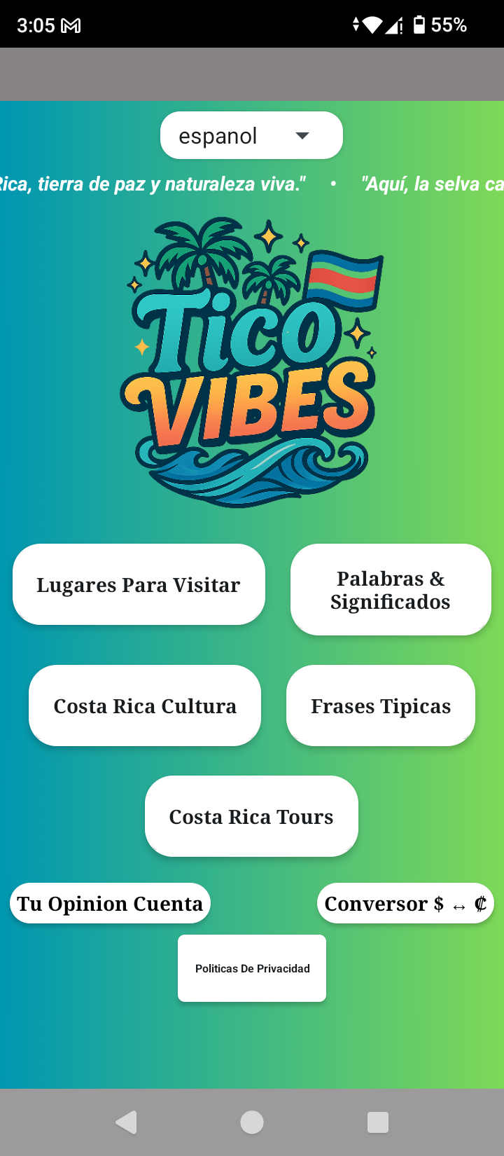 Média Application Ticovibes pour le Costa Rica Turist - Application Ricovibes pour le touriste au Costa Rica apprend des choses 1