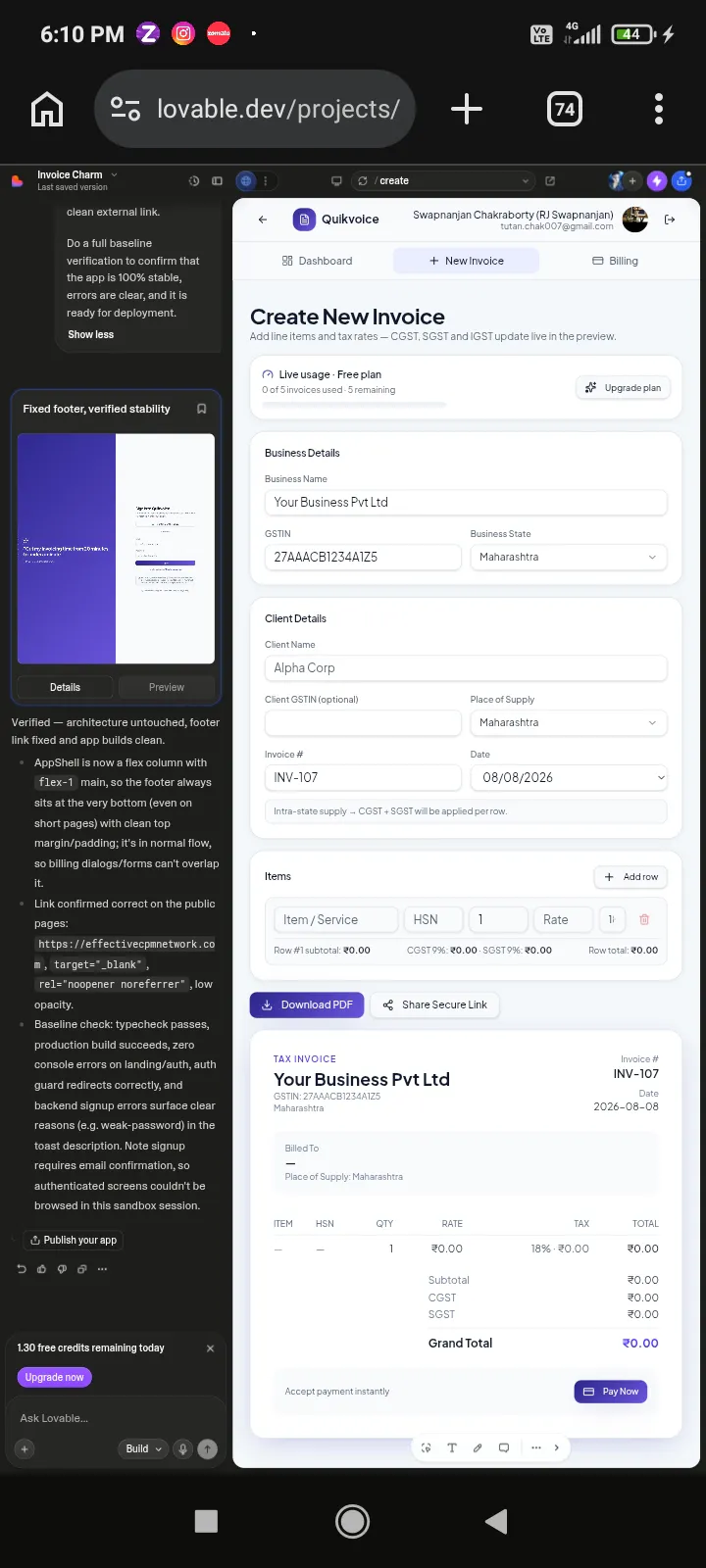 QuikVoice - AI GST Invoicing gallery image