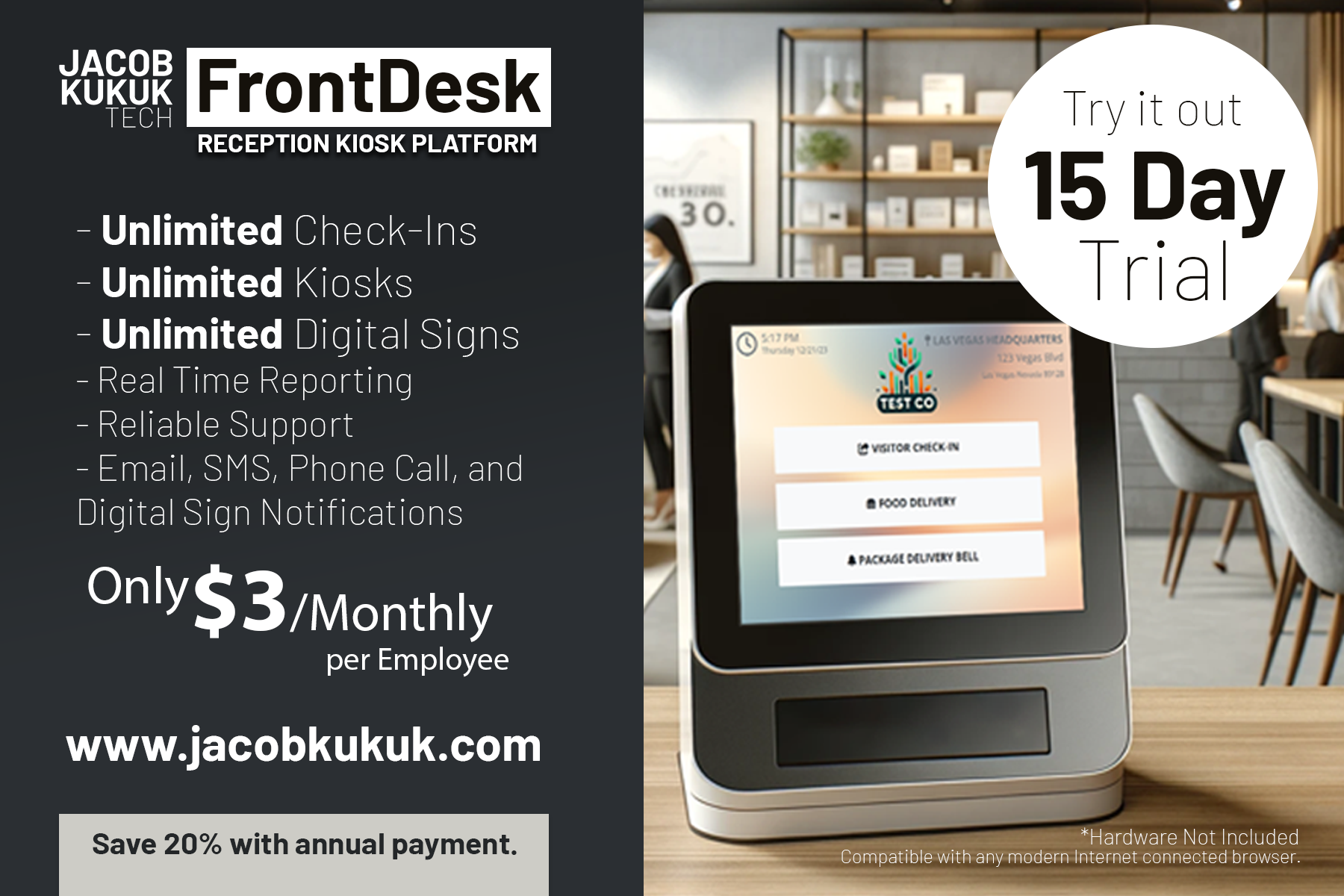 Solução de quiosques de Frontdesk media 2