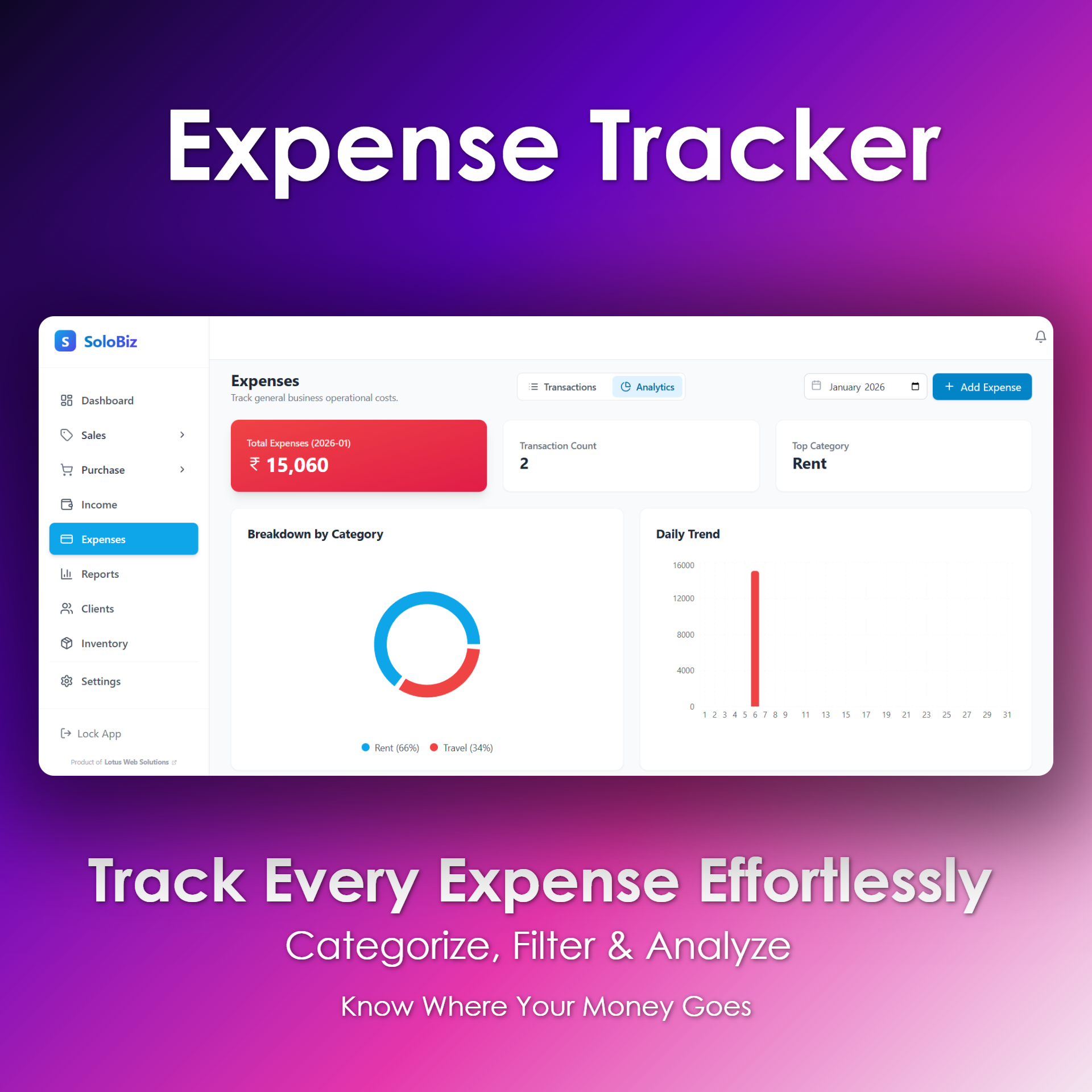 SoloBiz - Complete Business Management - Screenshot 4 showing product features and functionality