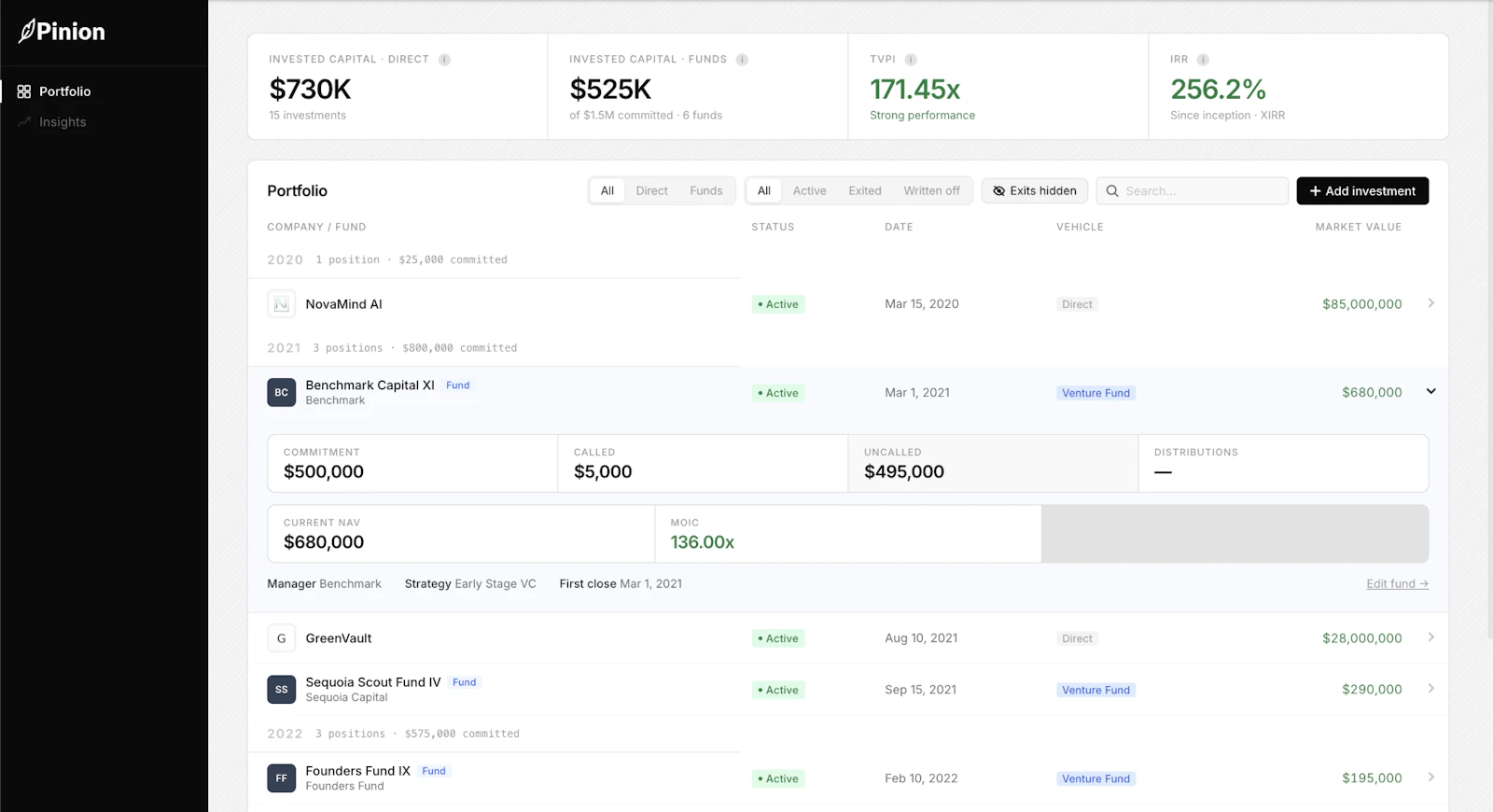 Pinion.vc screenshot 1