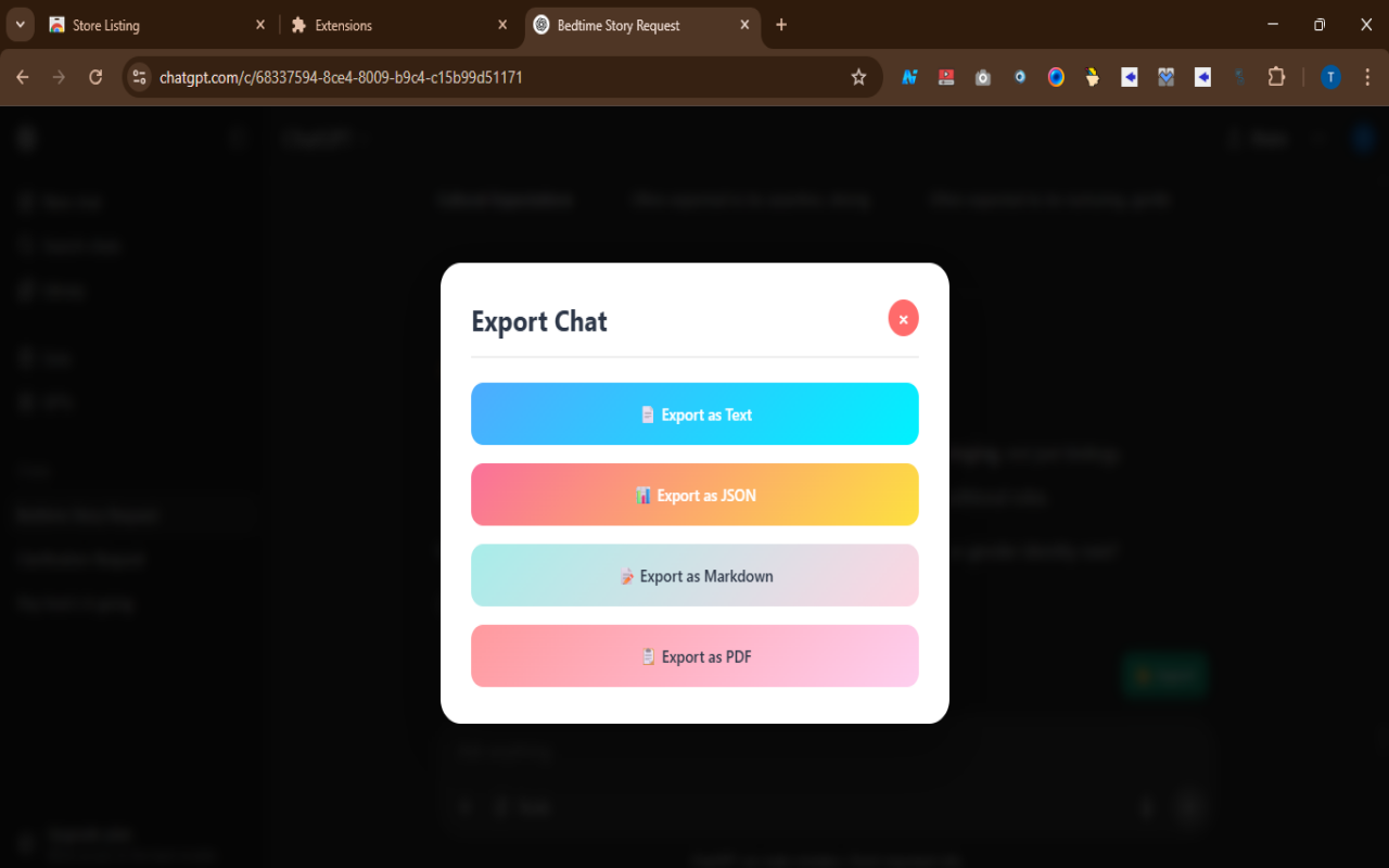 CHATGPT PDF -Exporteur - Speichern Sie die vollständigen Chatgpt -Chats als saubere PDFs mit einem Klick Medien 3