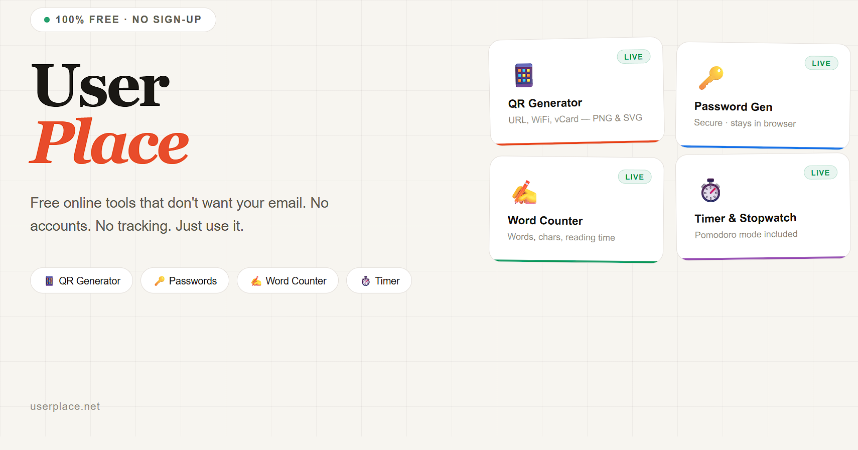 UserPlace - No Sign-up Required
