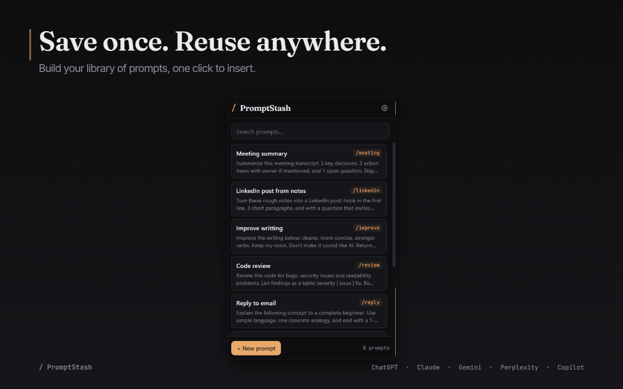 PromptStash — AI Prompt Manager