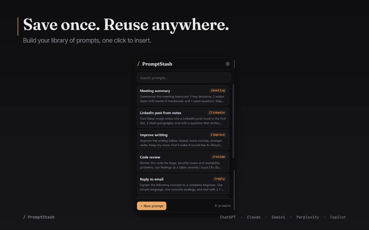 PromptStash — AI Prompt Manager logo