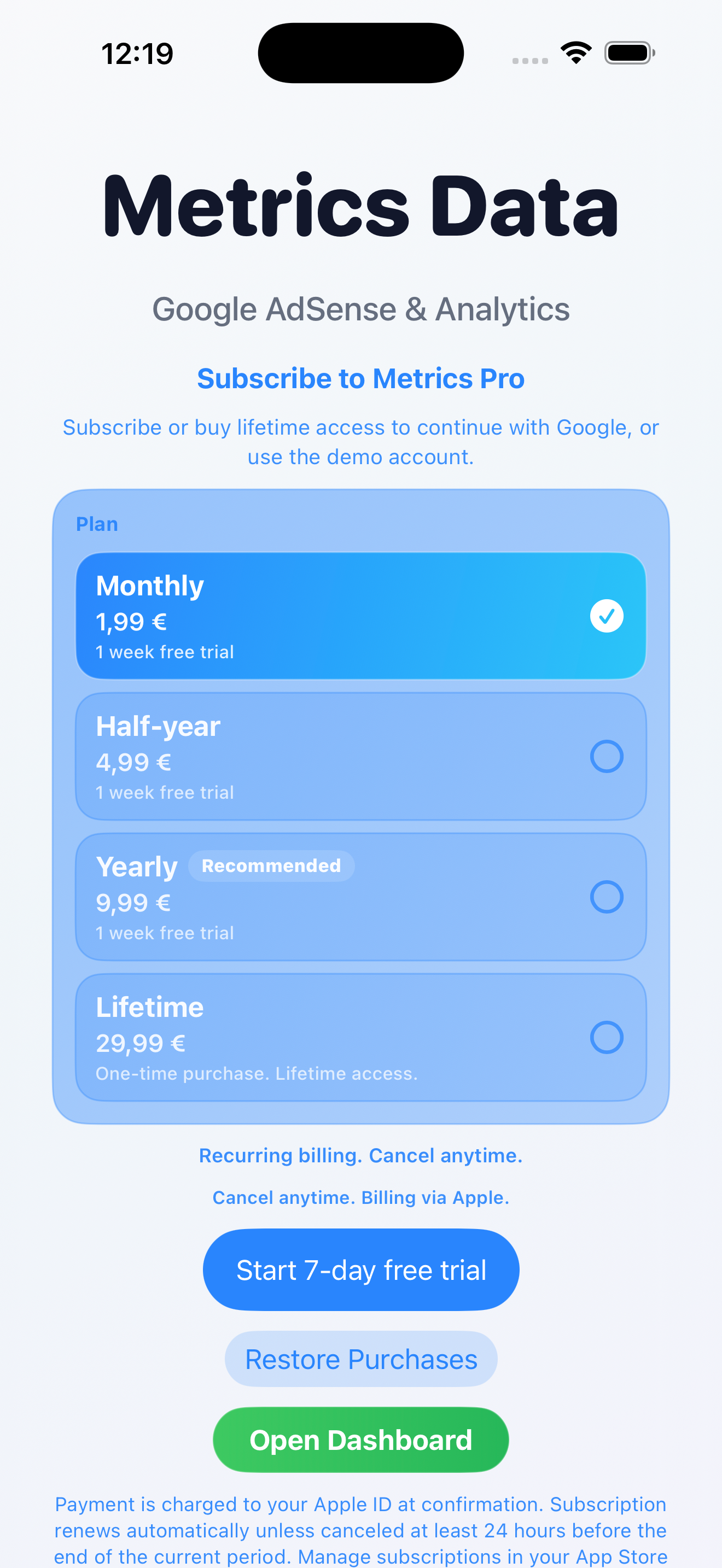 Metric Data for Google Adsense - Screenshot 3 showing product features and functionality