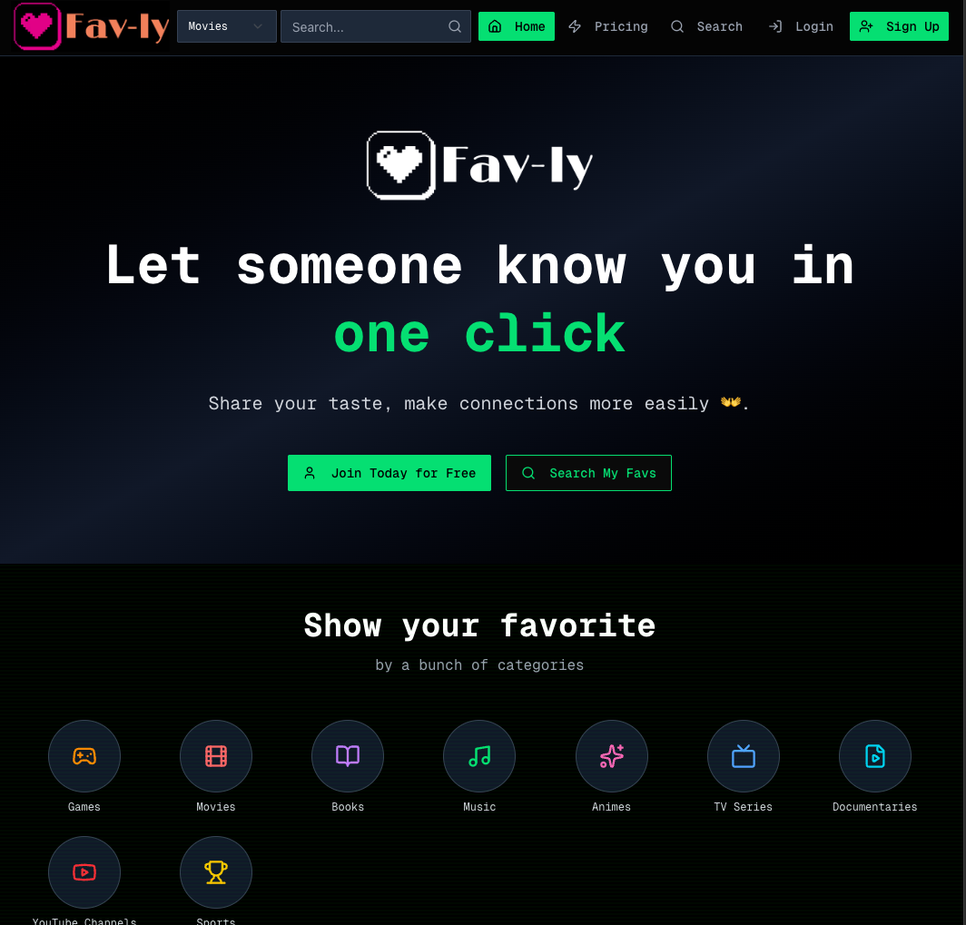 Fav-ly - Main screenshot showing features and interface