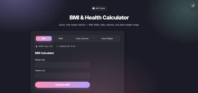 BMI & Health Calculator screenshot 1