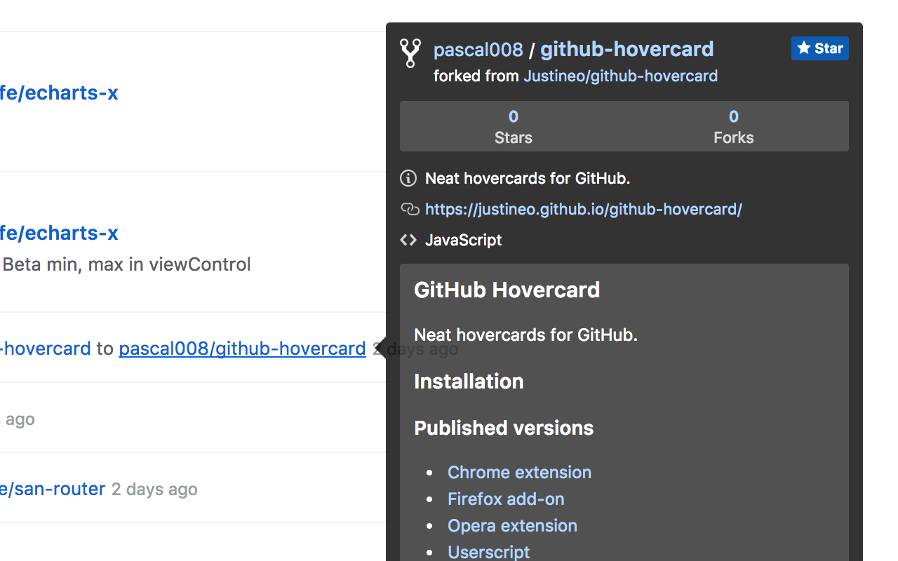 GitHub Hovercard gallery image