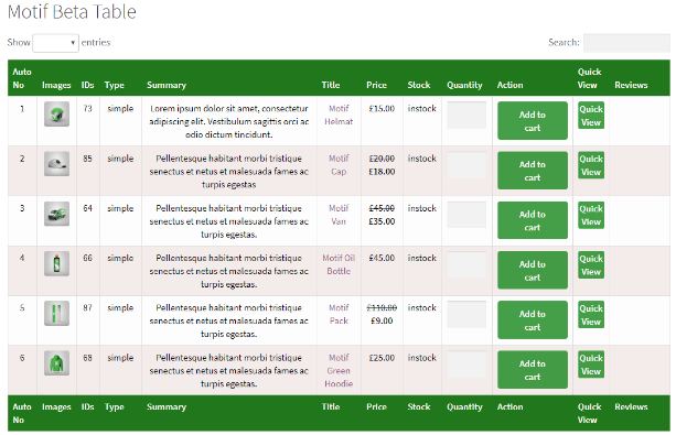 WooCommerce Product Table Listing gallery image