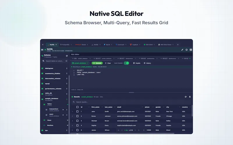 SQLSSH: Database Client/SSH/S3 screenshot 2