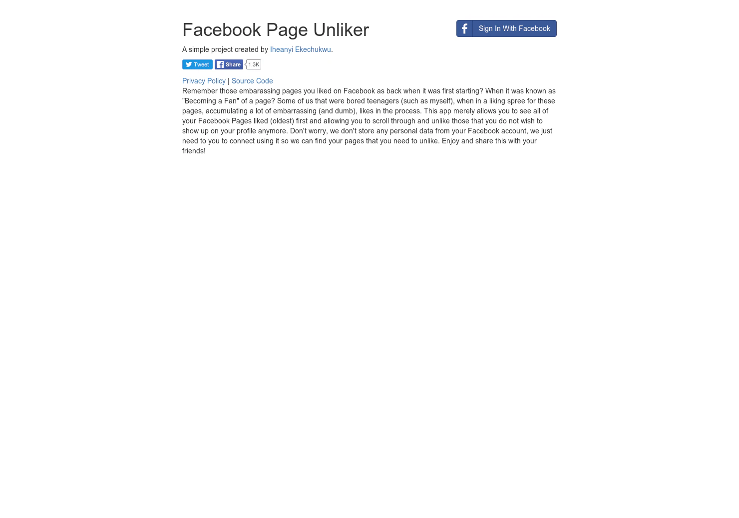 Facebook Page Unliker