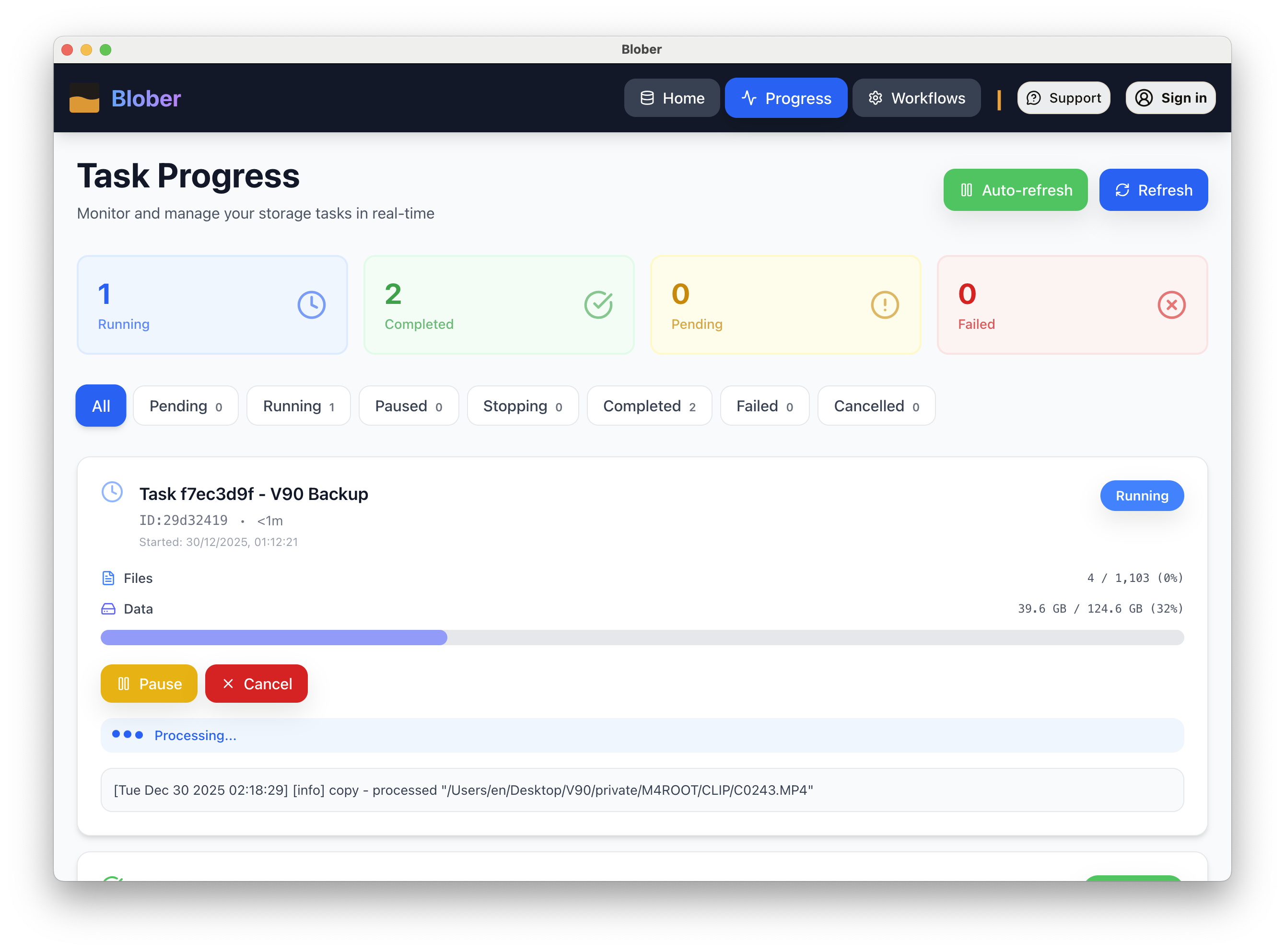 Blober.io - Screenshot 2 showing product features and functionality
