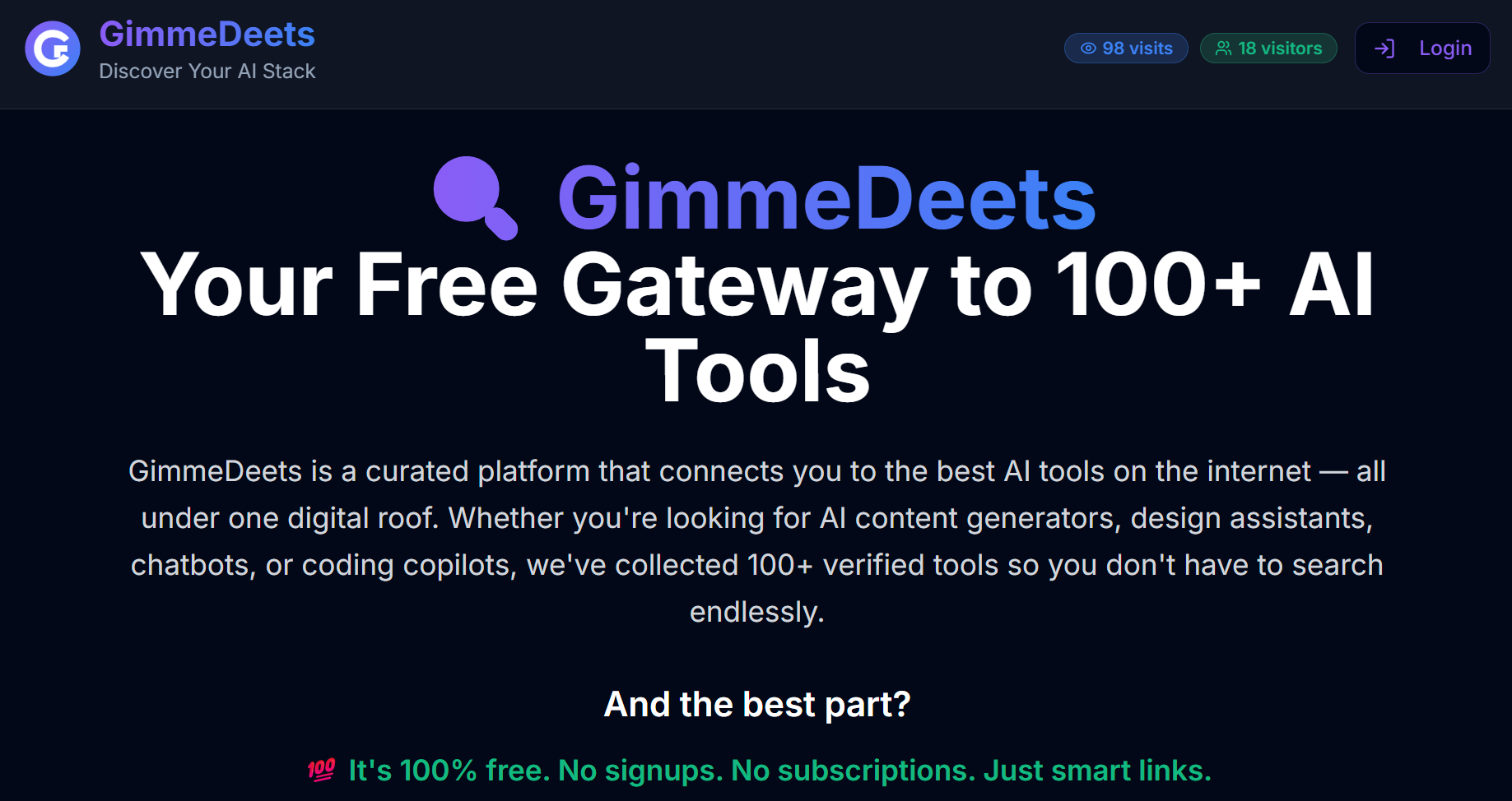 Gimmedeets - Su puerta de enlace gratuita a 100 herramientas de IA media 1