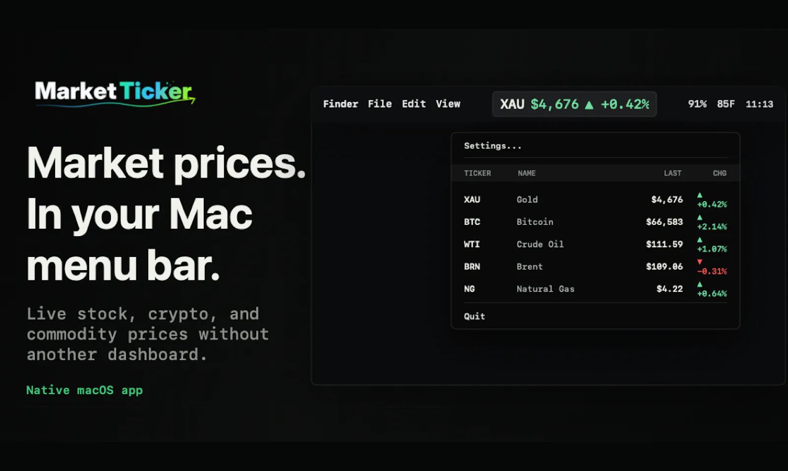 Market Ticker screenshot 2