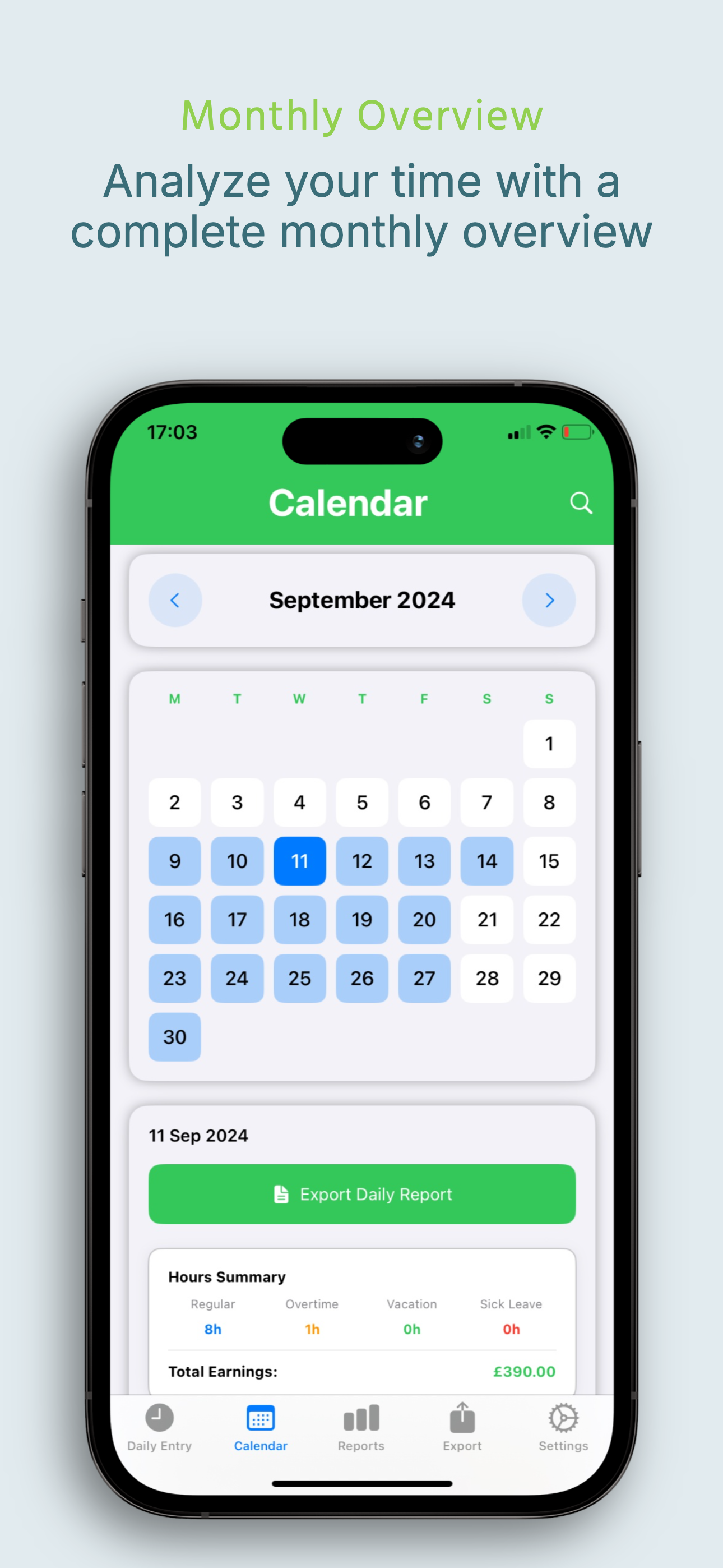 وسائط سجل النشاط الوظيفي - تتبع الوقت البسيط للعمال المستقلين على iOS 3