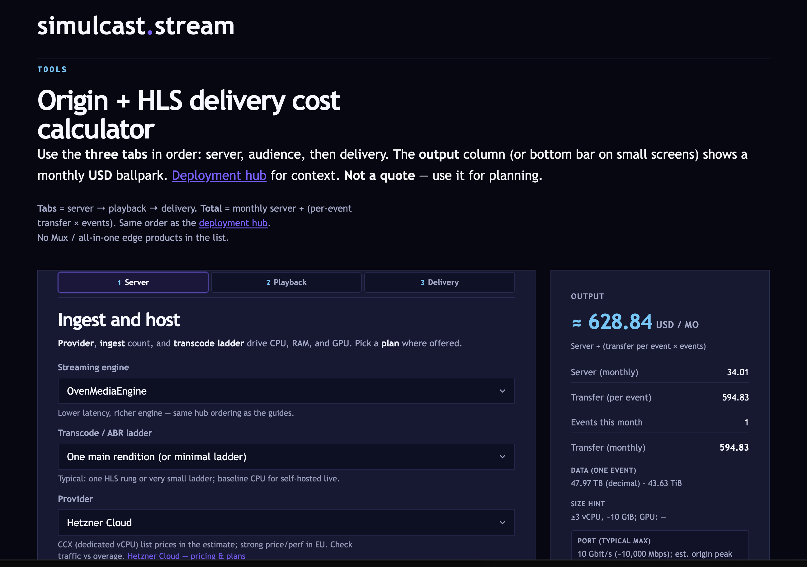 Server + CDN Cost Calculator (streaming) gallery image