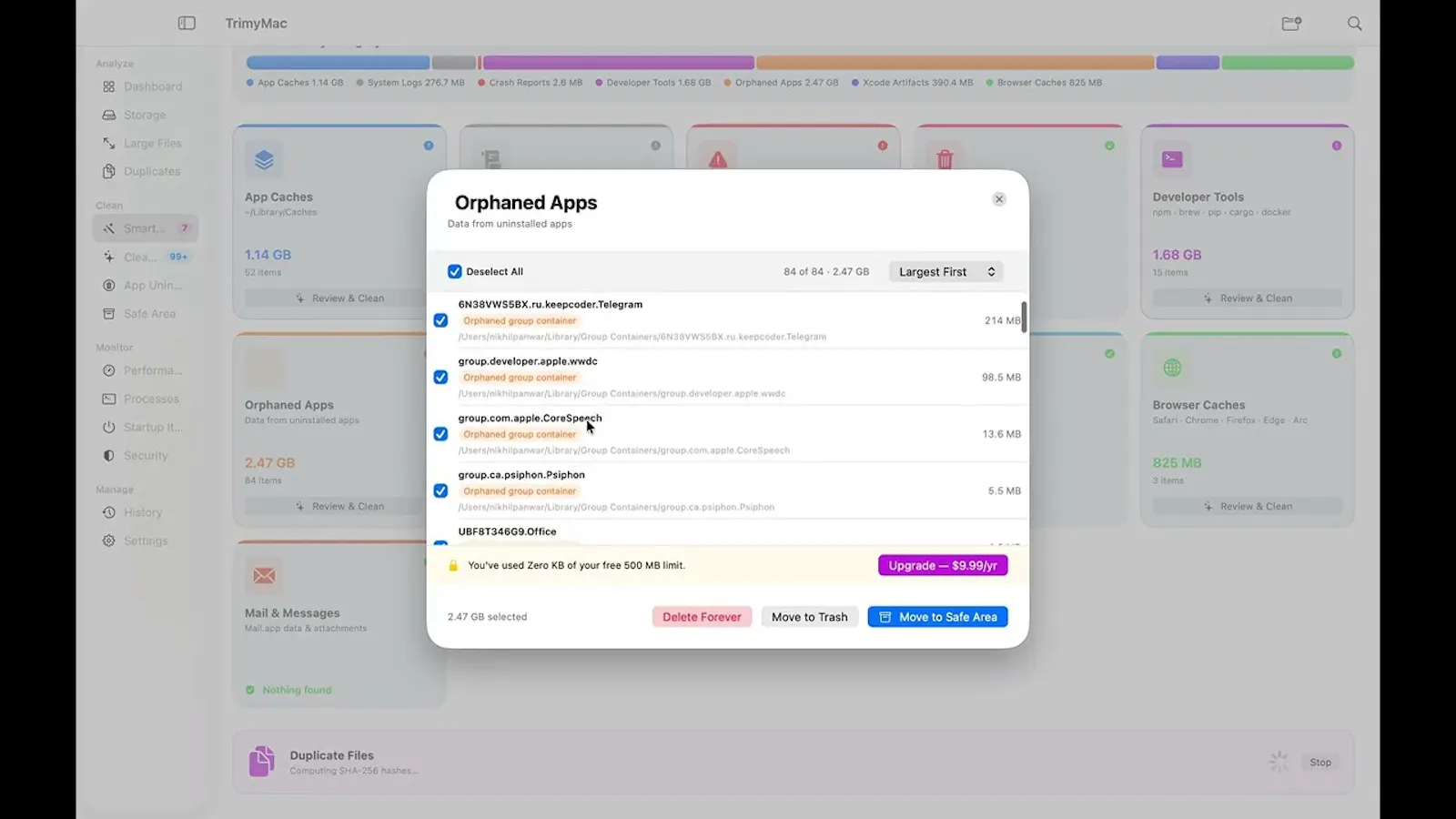TrimyMac screenshot 1 (video preview)
