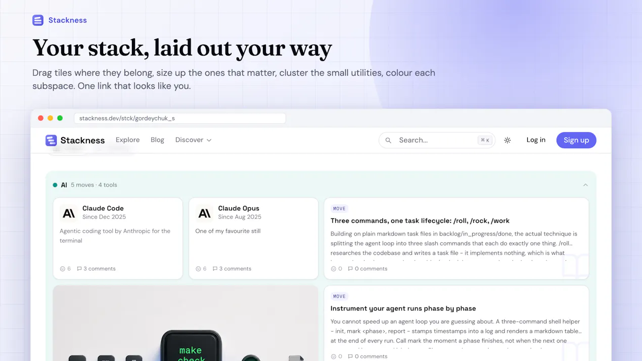 Stackness product