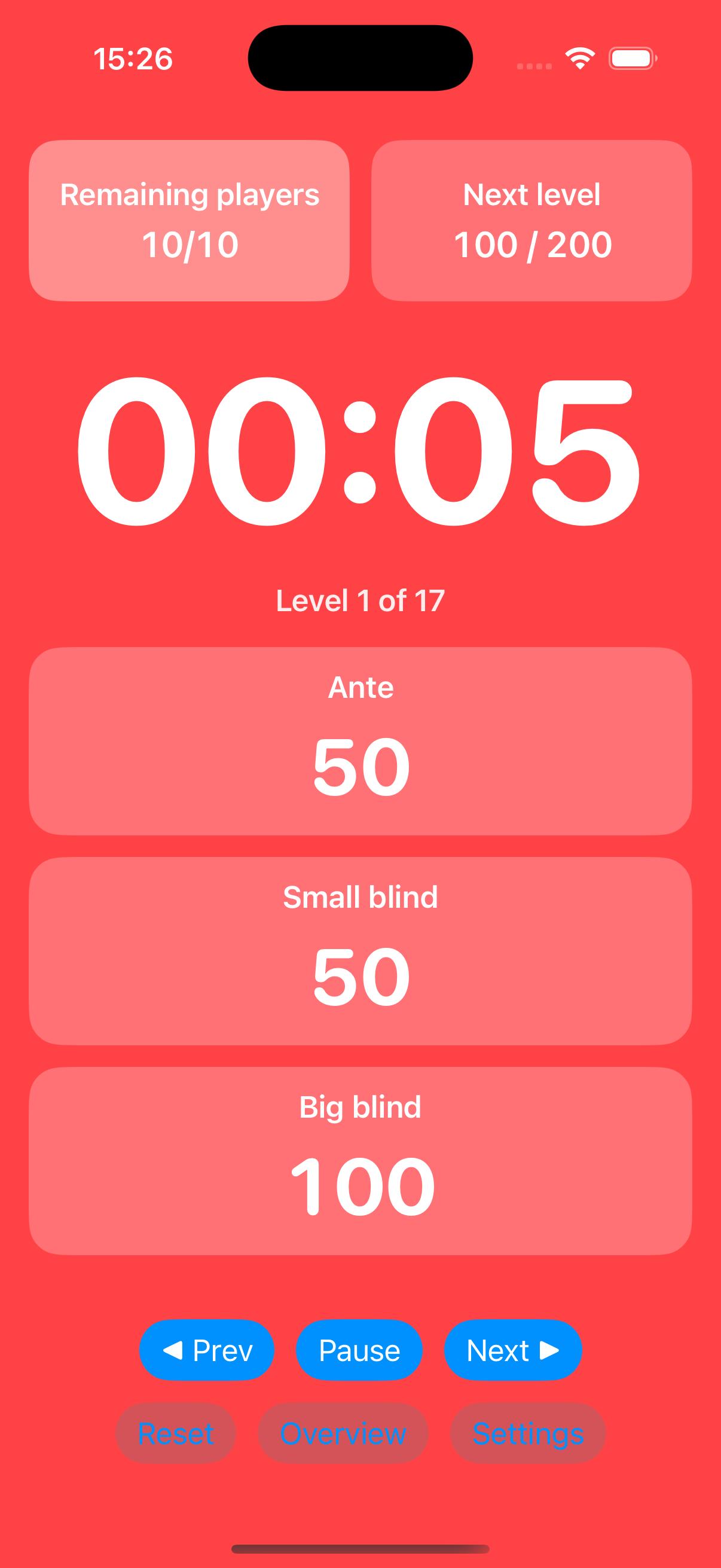 Texas Hold’em Poker Timer - Main product screenshot demonstrating key features and user interface